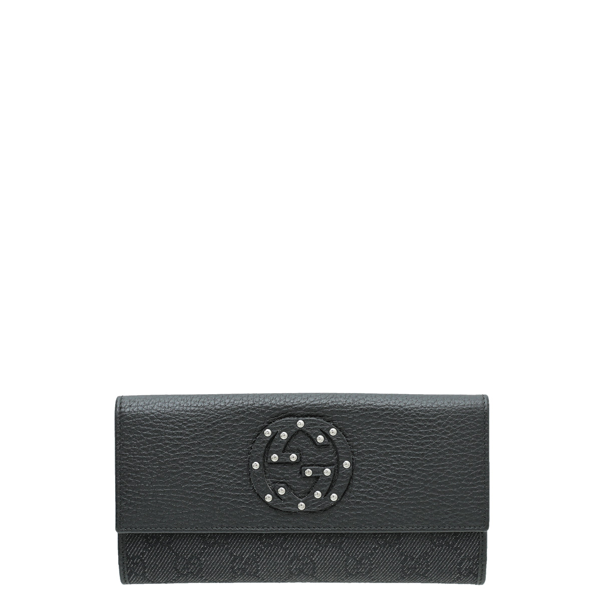 Gucci Black Studded Interlocking G Continental Wallet-Gucci-THE CLOSET