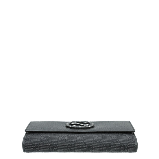 Gucci Black Studded Interlocking G Continental Wallet
