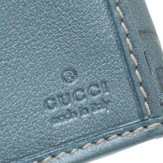Gucci Metallic Slate Blue Guccissima Metal Bar Continental Wallet
