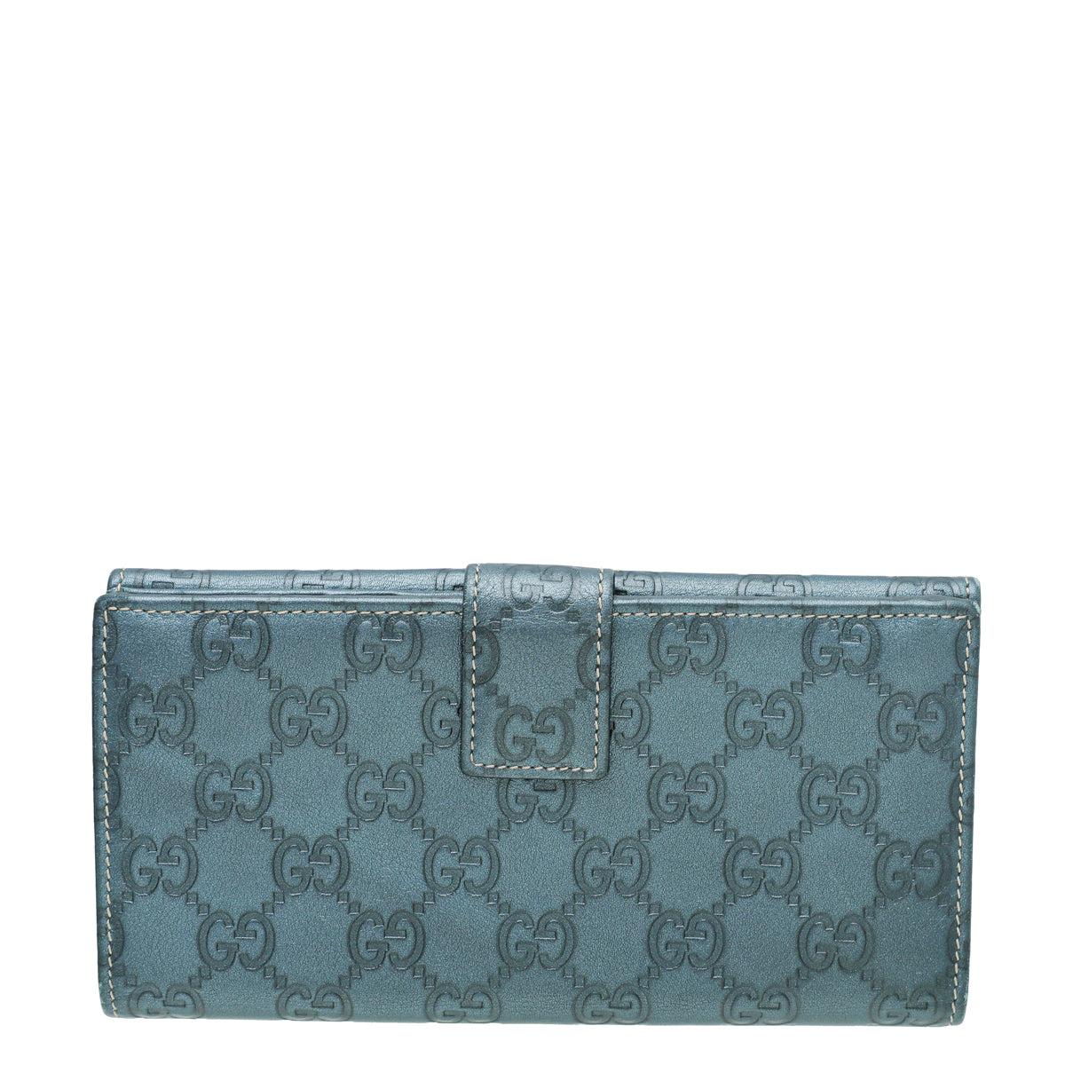 Gucci Metallic Slate Blue Guccissima Metal Bar Continental Wallet-Gucci-THE CLOSET