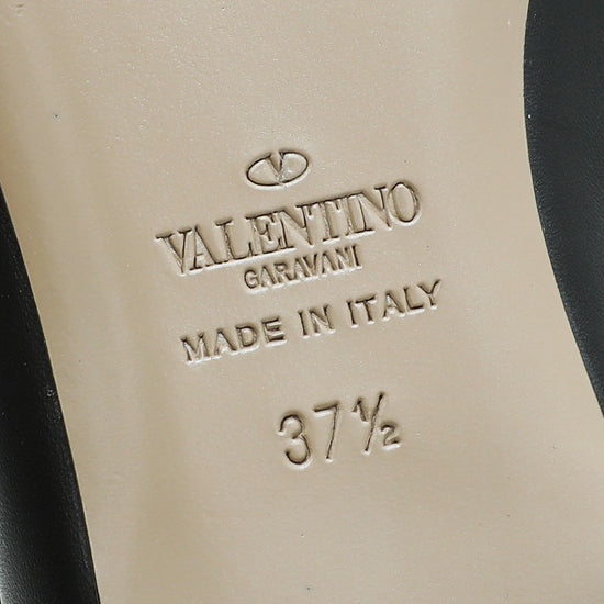 Valentino Black Rockstud Calfskin Flat Ballet 37.5