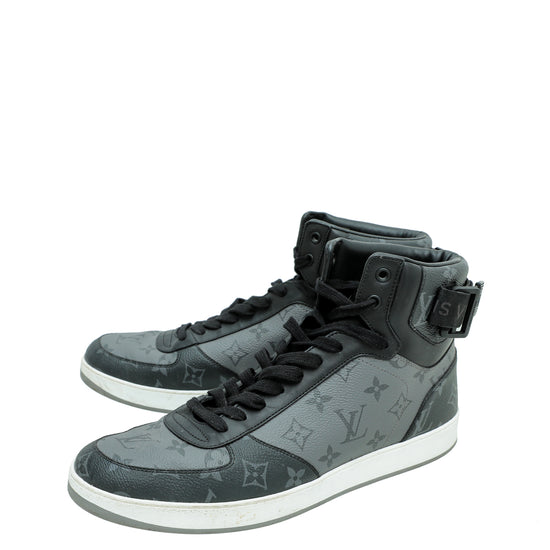 Louis Vuitton Black/Grey Monogram Canvas Rivoli High Top Sneakers Size 43 Louis  Vuitton