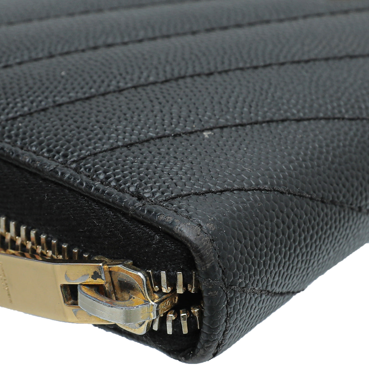 YSL Black Cassandre Zip Around Wallet