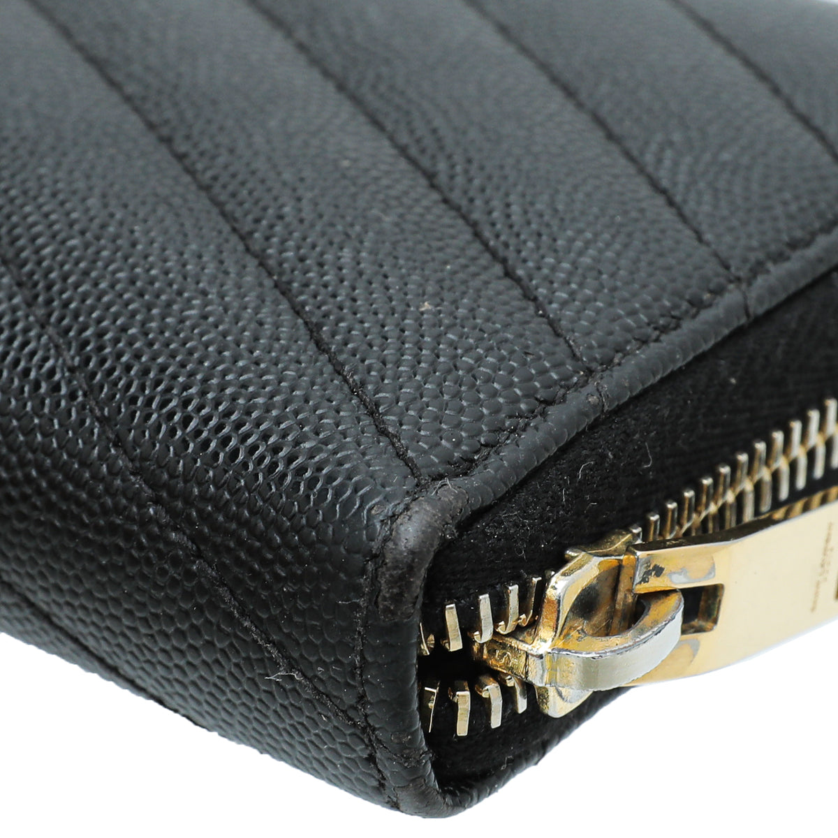 YSL Black Cassandre Zip Around Wallet