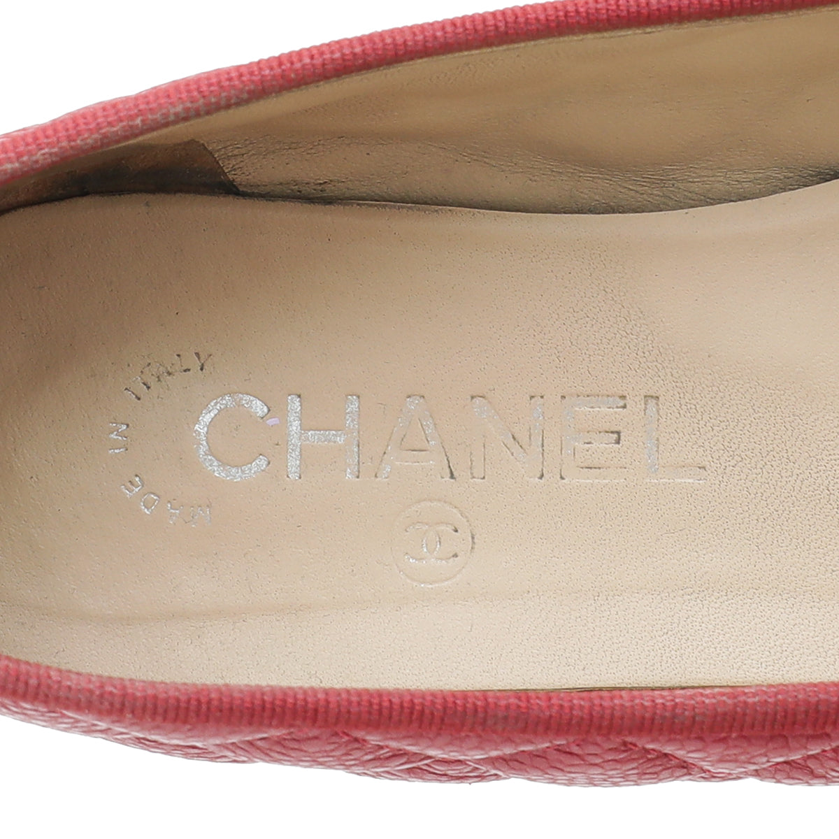 Chanel Red CC Cap Toe Bow Flat Ballerina 38