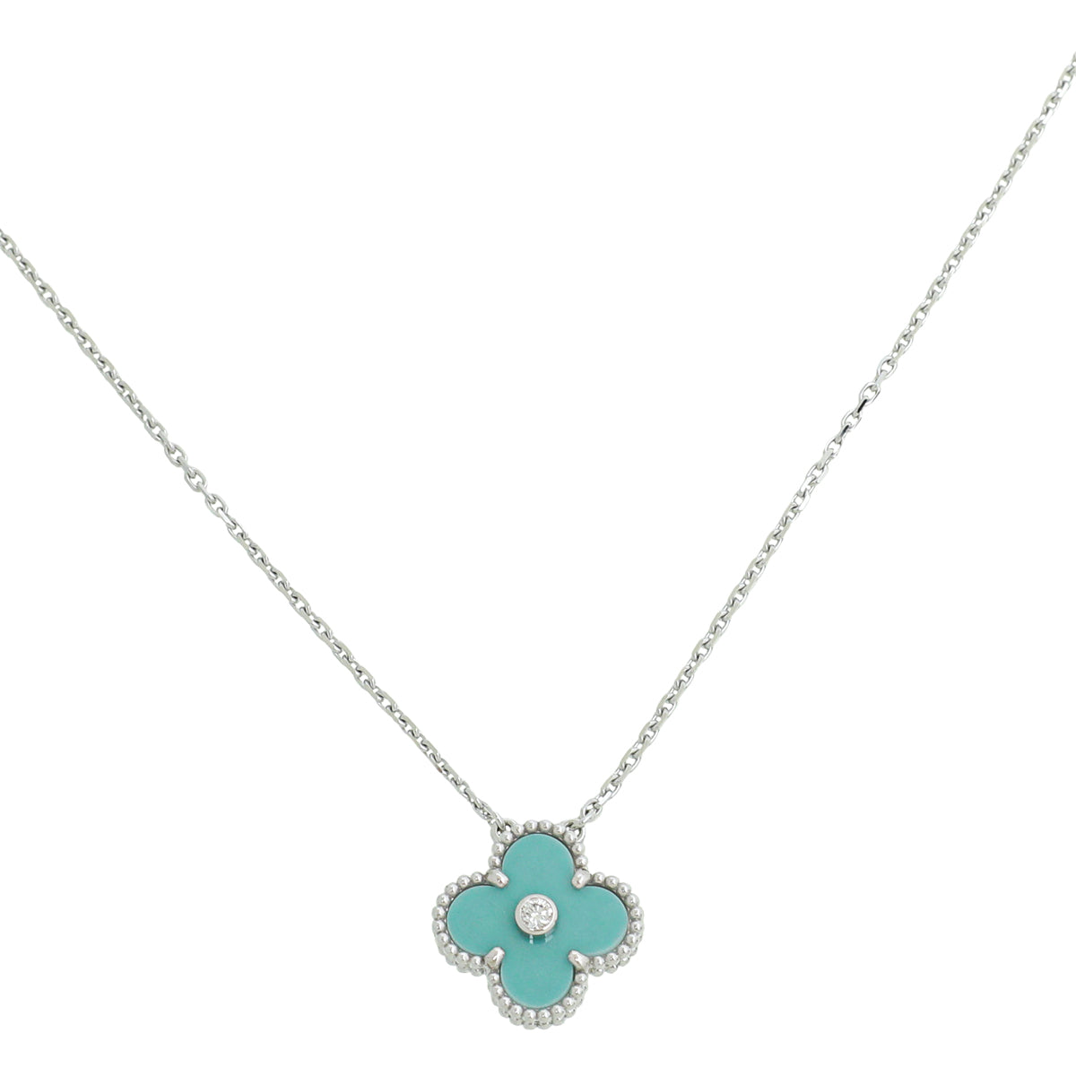 Van Cleef & Arpels 18K White Gold Diamond Holiday Ltd. Ed.Celadon Vintage Alhambra Necklace-Van Cleef & Arpels-THE CLOSET