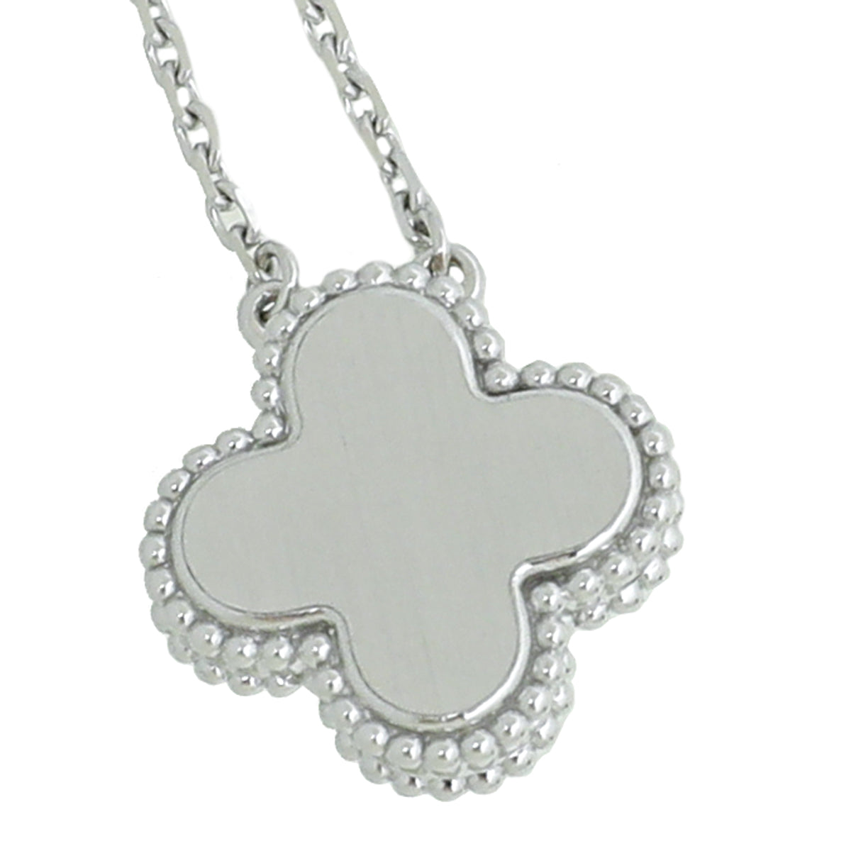 Van Cleef & Arpels 18K White Gold Diamond Holiday Ltd. Ed.Celadon Vintage Alhambra Necklace