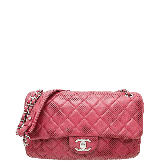 Chanel Red Perforated Flap Jumbo Bag