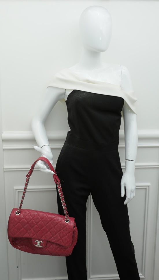 Red Chanel Medium Perforated Lambskin Boy Flap Shoulder Bag