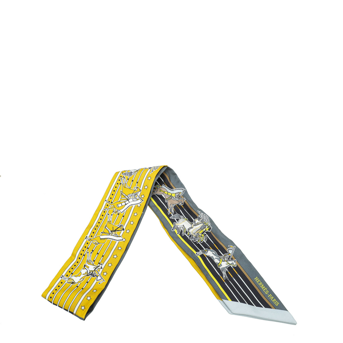Hermes Bicolor Horses Print Silk Twilly-Hermes-THE CLOSET