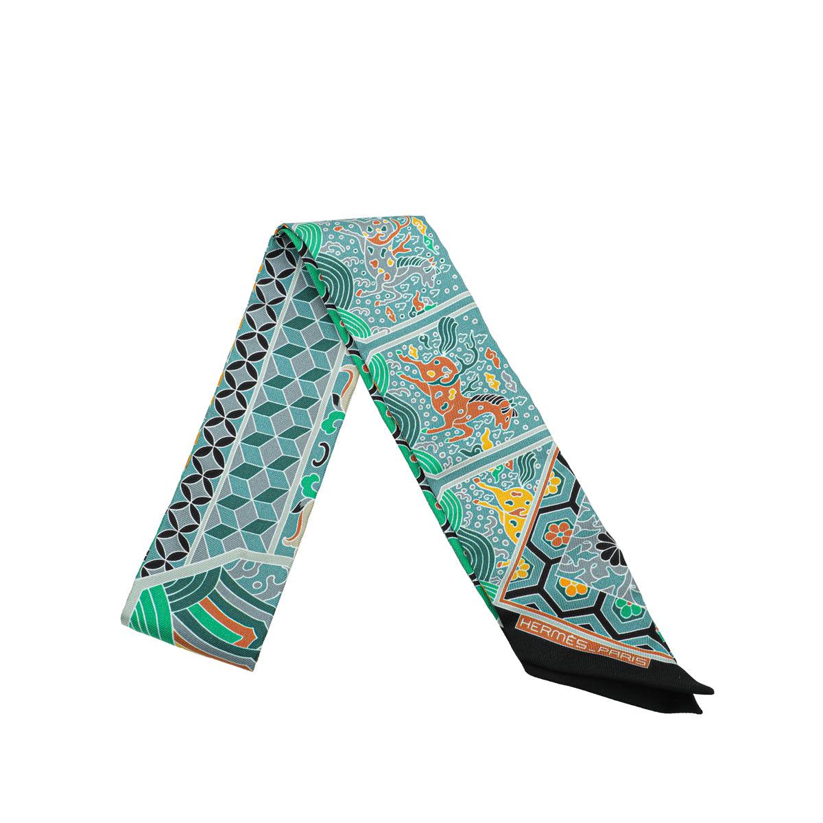 Hermes Multicolor Horse Printed Silk Twilly-Hermes-THE CLOSET