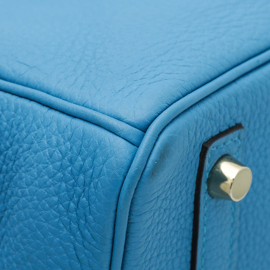 Hermes Bleu Zanzibar Birkin 30 Bag w/ Twilly
