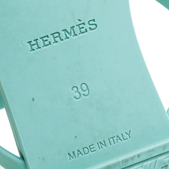 Hermes Vert Embrun Egerie Rubber Sandal 39