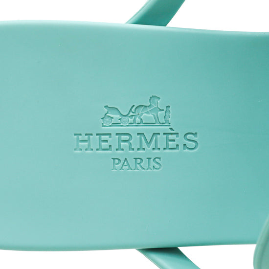 Hermes Vert Embrun Egerie Rubber Sandal 39