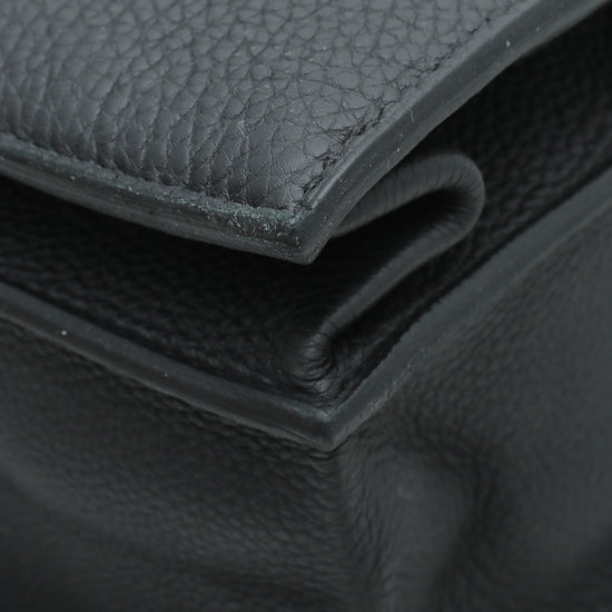 HERMES Togo Sac A Depeches 21 Calfskin Leather Messenger Bag Noir