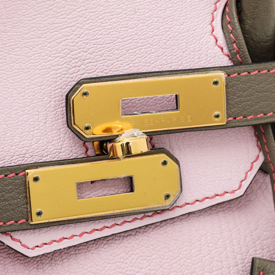 Replica Hermes HSS Birkin 25 Bicolor Bag in Craie and Pink Chevre Mysore  Leather