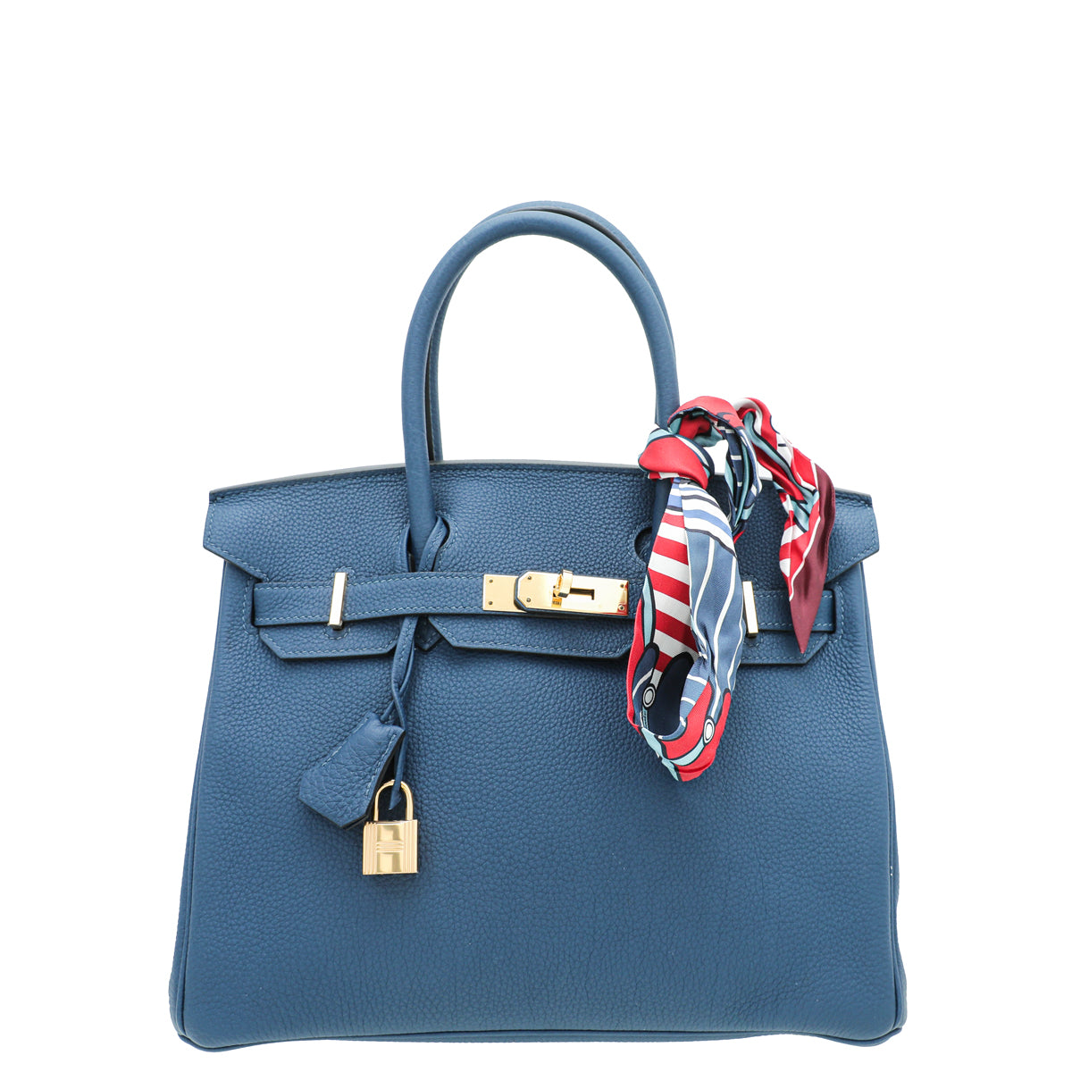 Hermes Blue De Galice Birkin 30 Bag w/Twilly-Hermes-THE CLOSET