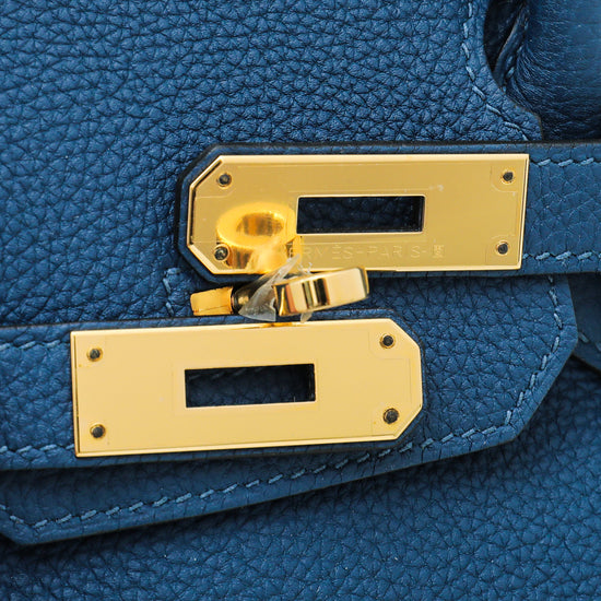 Hermes Blue De Galice Birkin 30 Bag w/Twilly