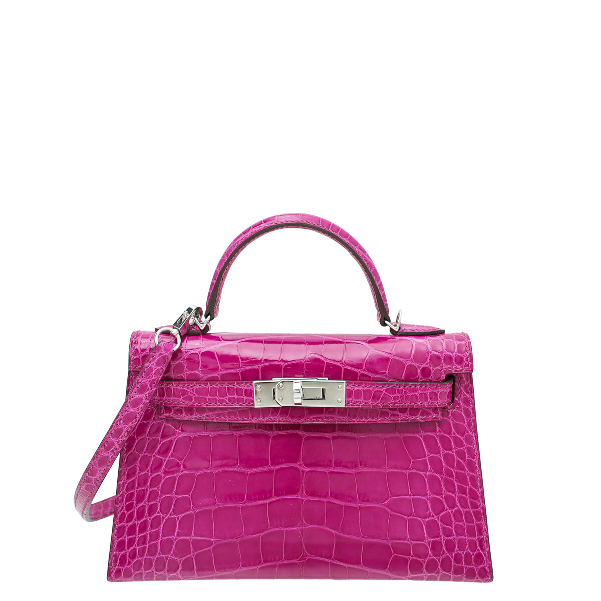Hermes Rose Scheherazade Shiny Alligator Mini Kelly 20 Bag-Hermes-THE CLOSET