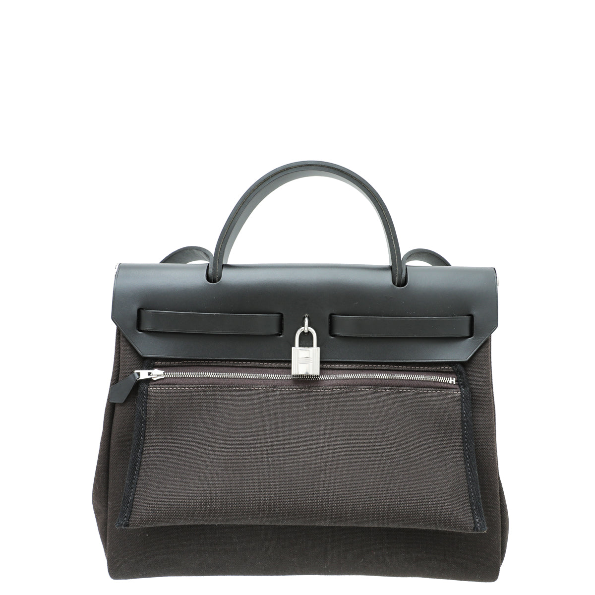 Hermes Bicolor Herbag Zip Retourne PM Military Hunter Cowhide Bag-Hermes-THE CLOSET