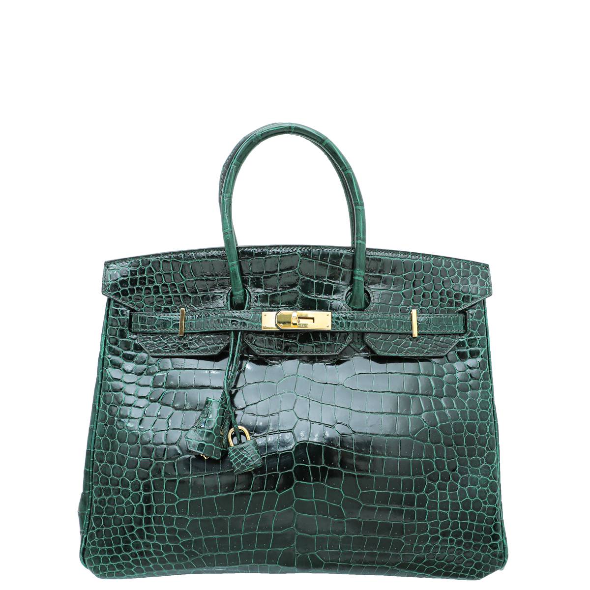 Hermes Vert Emerald Shiny Crocodile Porosus Birkin 35 Bag-Hermes-THE CLOSET