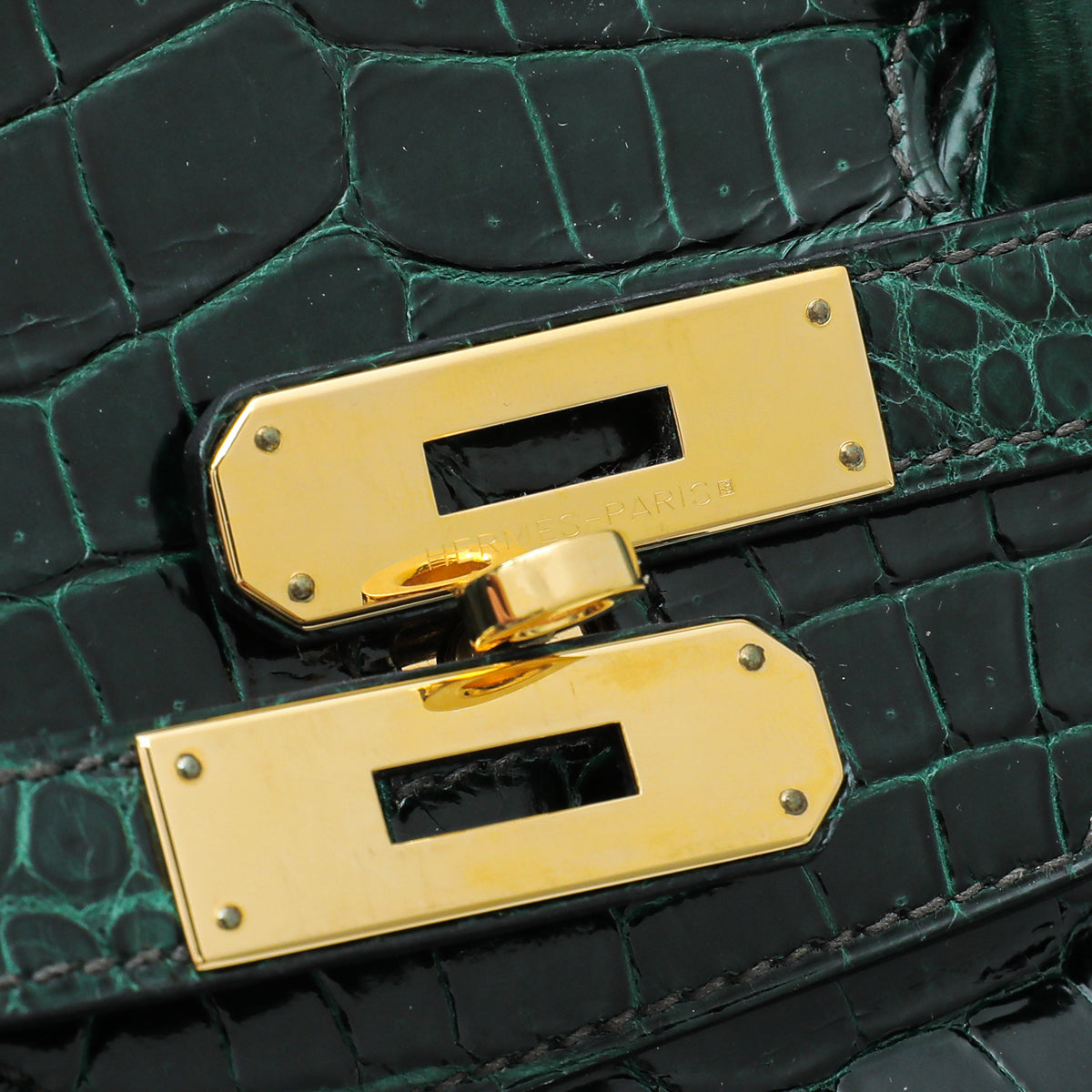 Hermes Vert Emerald Shiny Crocodile Porosus Birkin 35 Bag