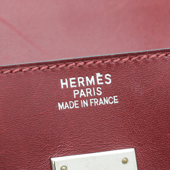 Hermes Rouge Garance Box Calf Birkin 35 Bag