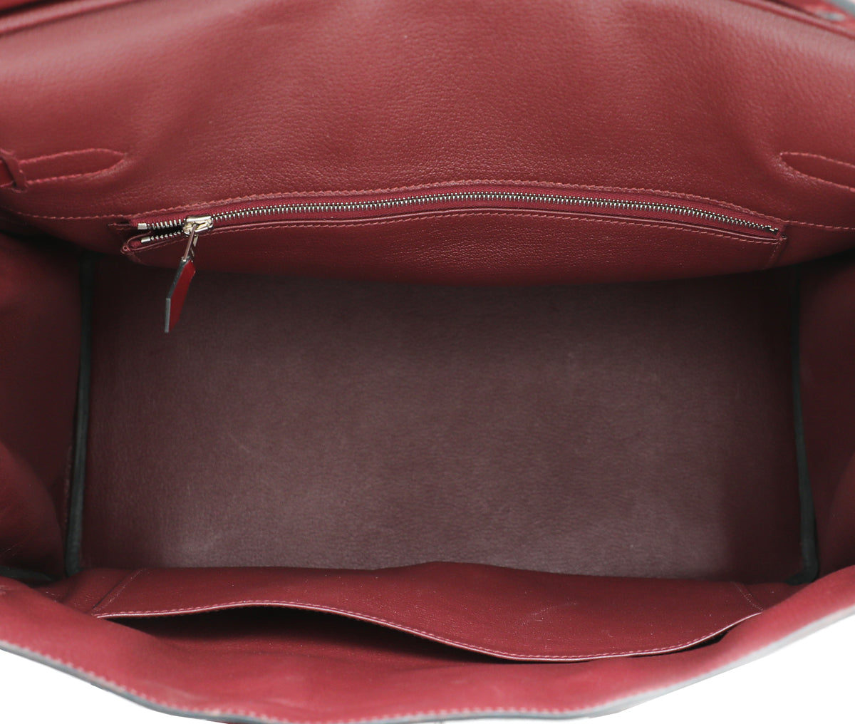 Hermes Rouge Garance Box Calf Birkin 35 Bag