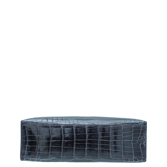 Hermès Shiny Braise Niloticus Crocodile Kelly Pochette Bag with, Lot  #58172
