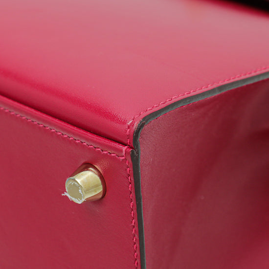 Hermes Red 25 Sellier Kelly Box Bag