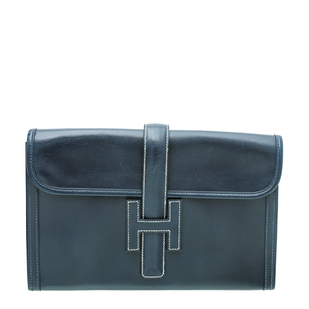 Hermes Navy Blue Jige Elan 29 Box Clutch-Hermes-THE CLOSET