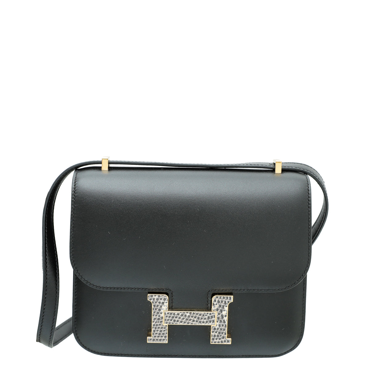 Hermes Noir Constance III Mini Tadelakt Lizard Lock Bag-Hermes-THE CLOSET