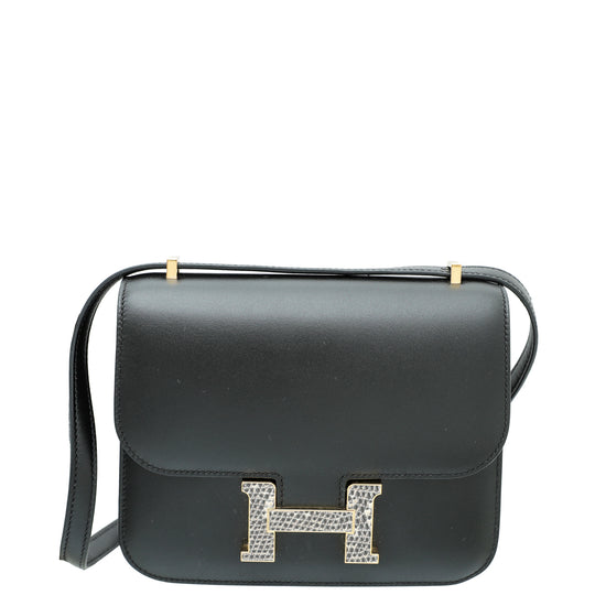 Hermes Noir Constance III Mini Tadelakt Lizard Lock Bag – The Closet