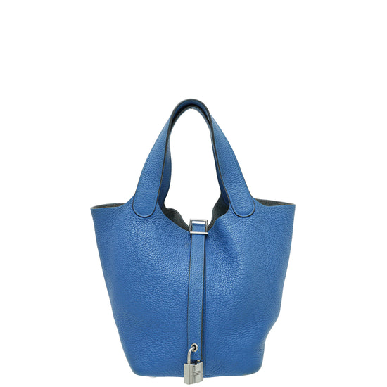 Hermes Bleu Zellige Picotin Lock 18 Bag