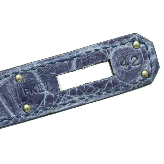 Hermes 30cm Shiny Blue Brighton Porosus Crocodile Birkin Bag, Lot #56021, Heritage Auctions
