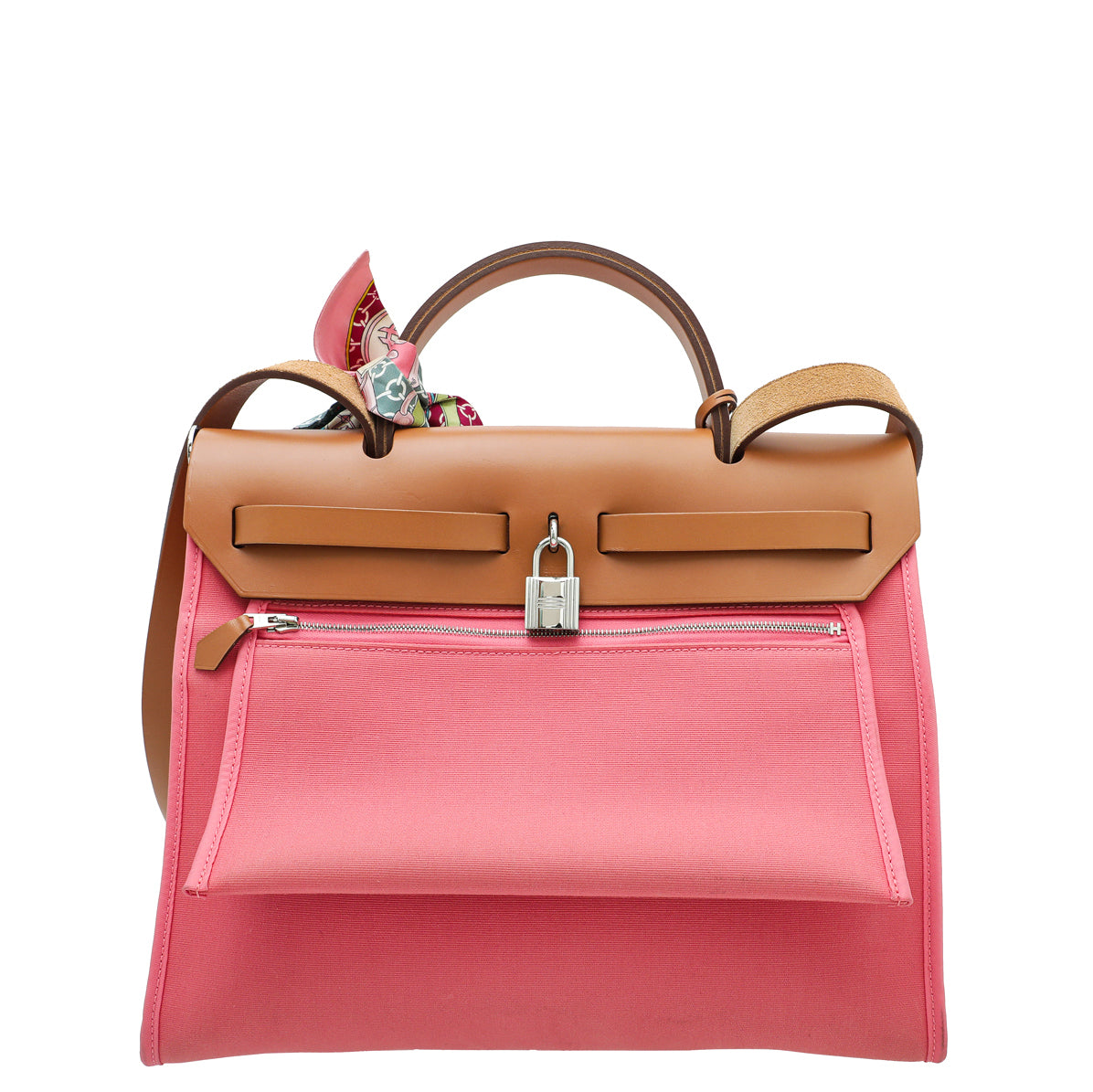 Hermes Bicolor Herbag PM Vache Hunter Toile Bag W/ Twilly-Hermes-THE CLOSET