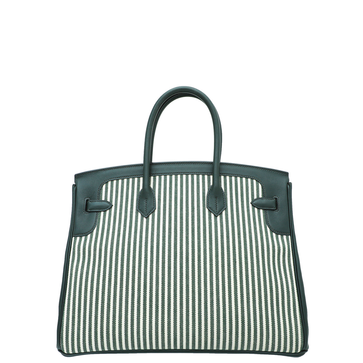 Hermes Ecru Vert Anglais Ltd. Ed. Toile Riga Birkin 35 Bag-Hermes-THE CLOSET