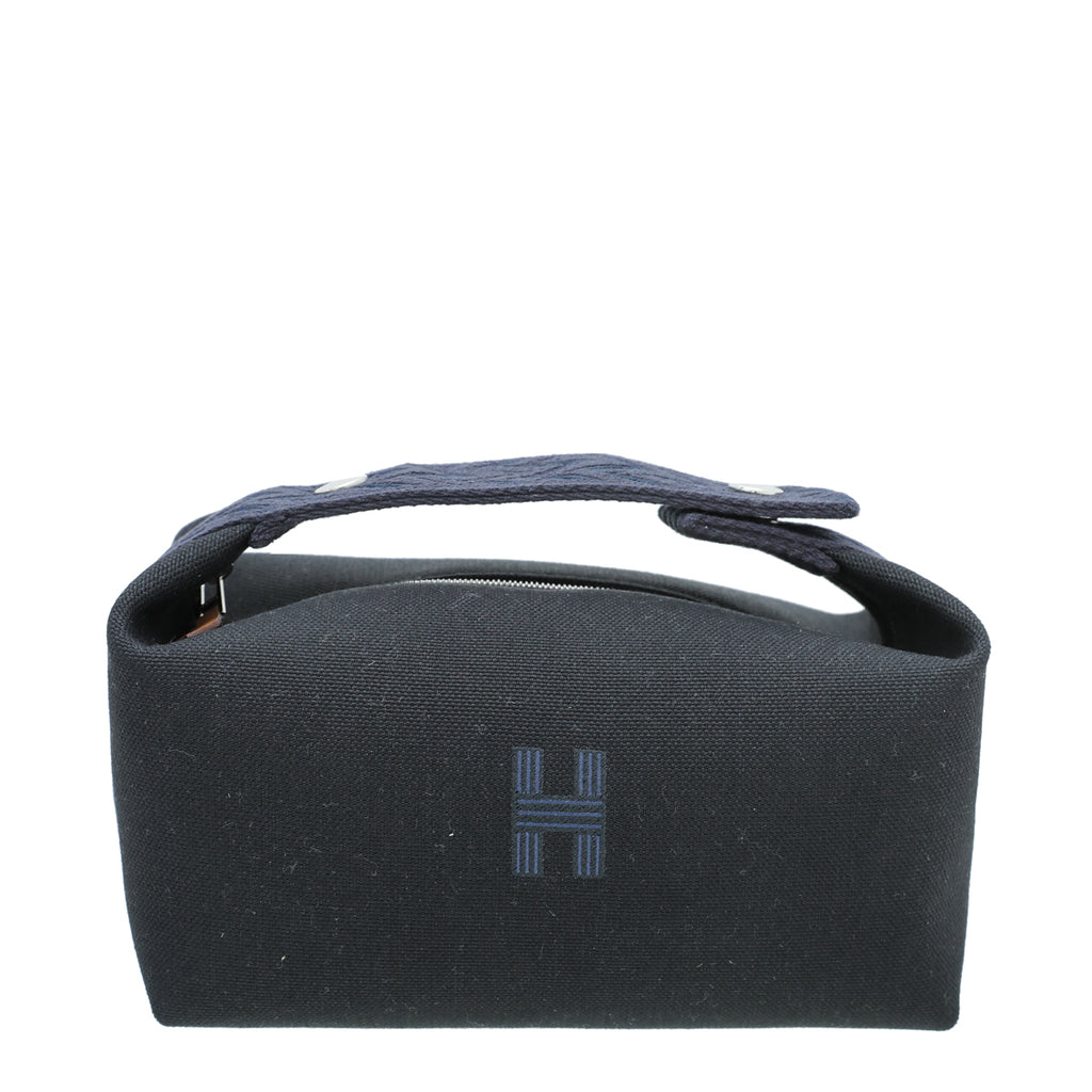 Hermes Bride-A-Brac Small Black H Militaire Canvas Palladium