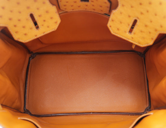 Hermès - Authenticated Birkin 35 Handbag - Ostrich Yellow for Women, Good Condition