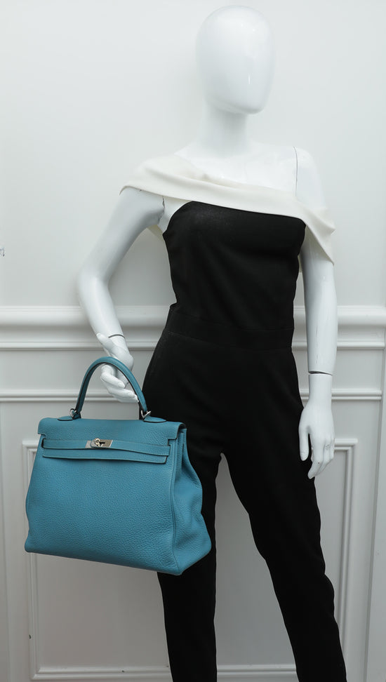 Hermes Bleu Jean Kelly 35 Bag