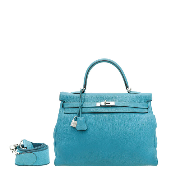 Hermes Bleu Jean Kelly 35 Bag