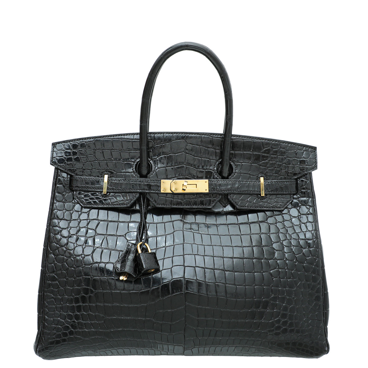 Hermes Noir Crocodile Porosus Birkin 35 Bag-Hermes-THE CLOSET
