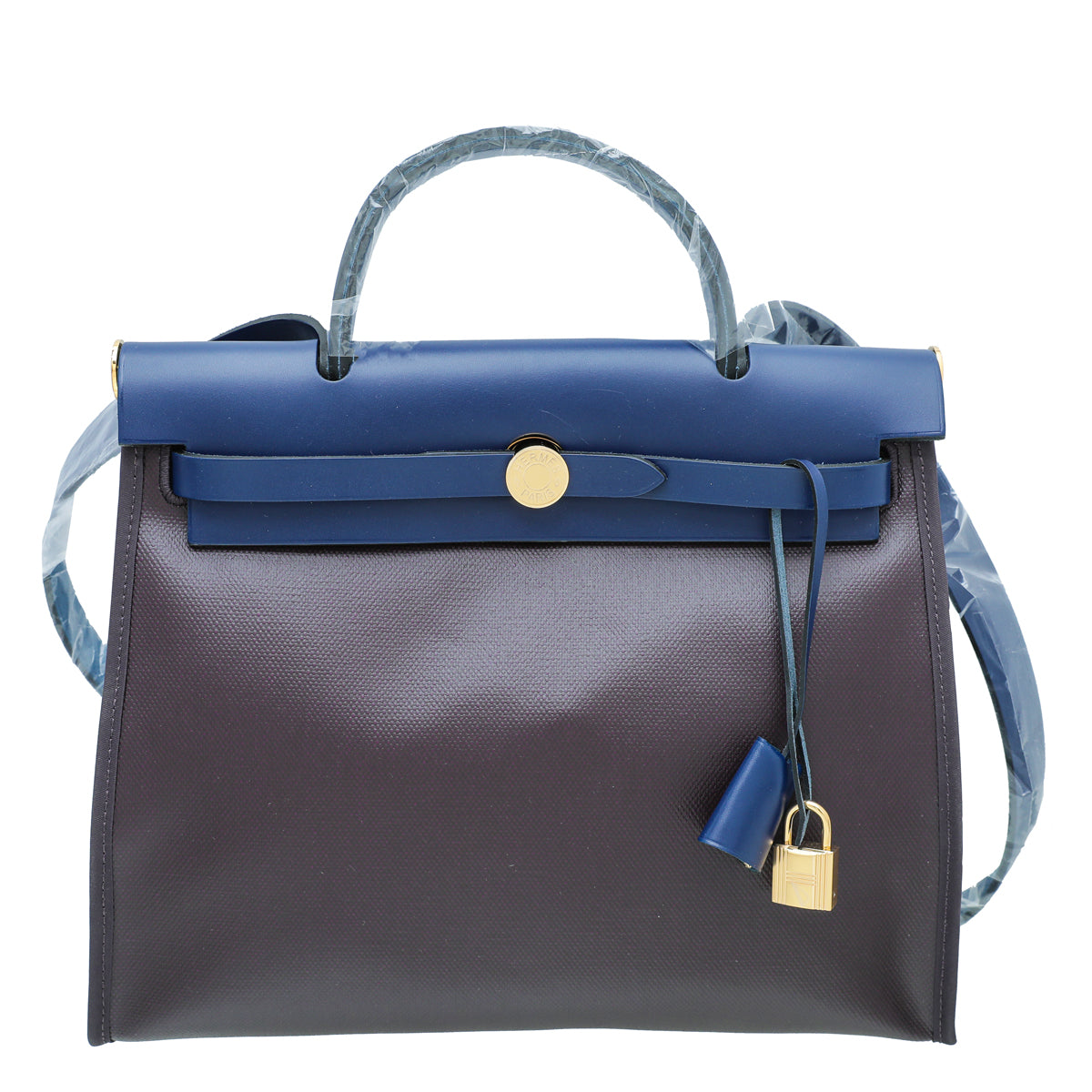 Hermes Bicolor Toile H Berline Vache Hunter Herbag PM Bag-Hermes-THE CLOSET