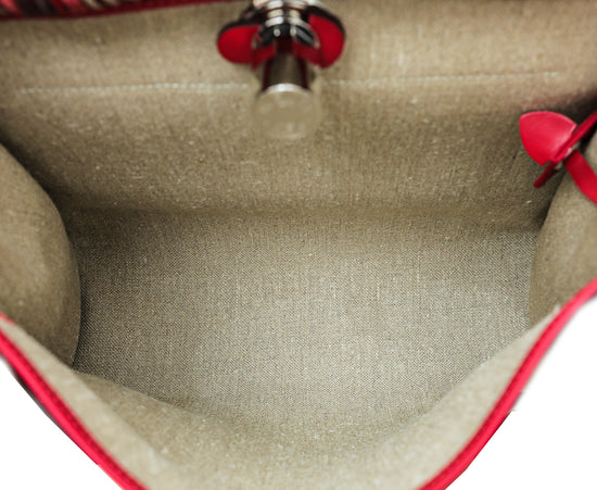 HERMES Herbag Zip Retourne 31 Toile Canvas Shoulder Bag Red