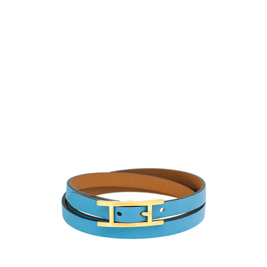 Hermes Blue Aztec Hapi 3 Small Bracelet