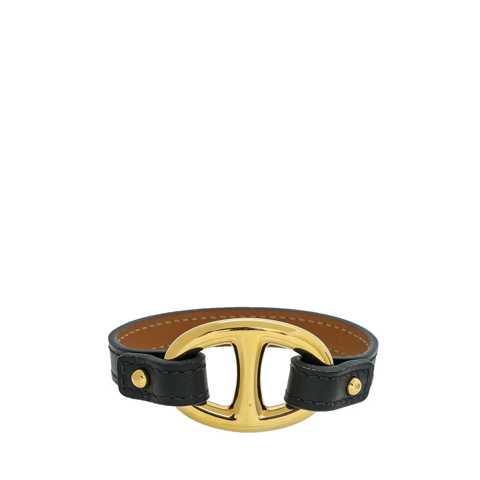 Hermes Black Granville Leather Bracelet