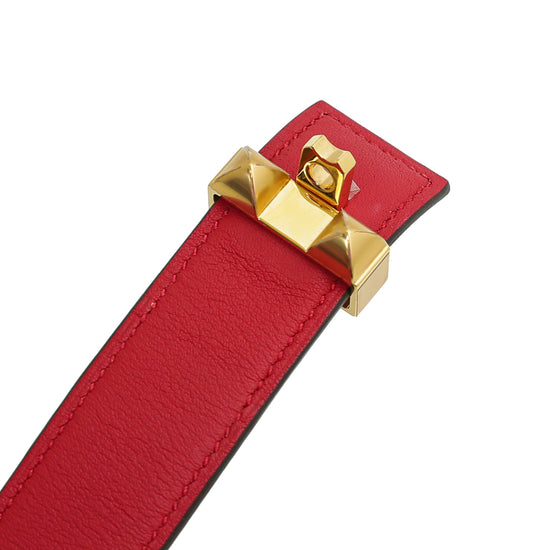 Hermes Rouge De Coeur Swift Collier de Chien 24 Bracelet
