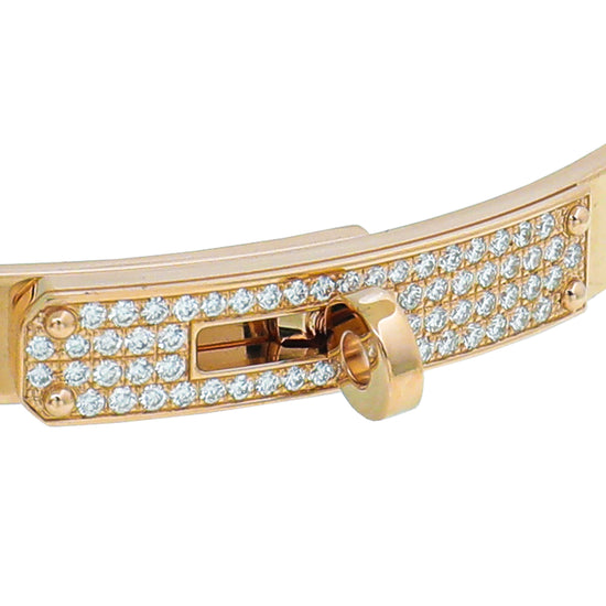Hermes 18K Rose Gold Diamond Kelly Small Model Bracelet