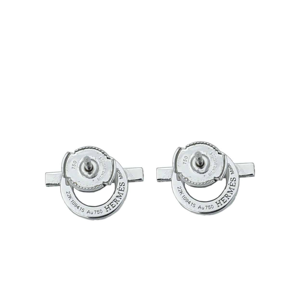 Hermes 18K White Gold Diamond Finesse Stud Earrings-Hermes-THE CLOSET