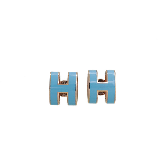 Hermes Light Blue Mini Pop H earrings
